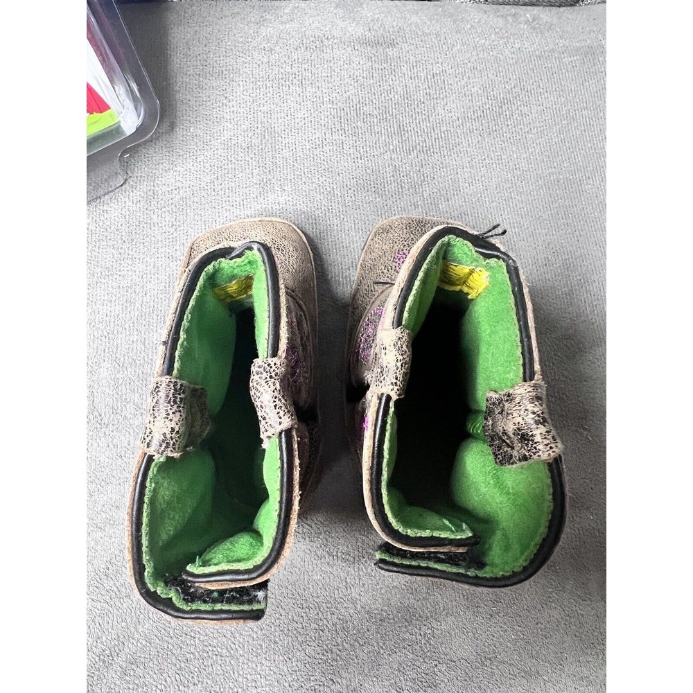 John Deere Infant Johnny Popper Boots Size 3M 6-9 months Stitching Brown Pink - Picture 10 of 11